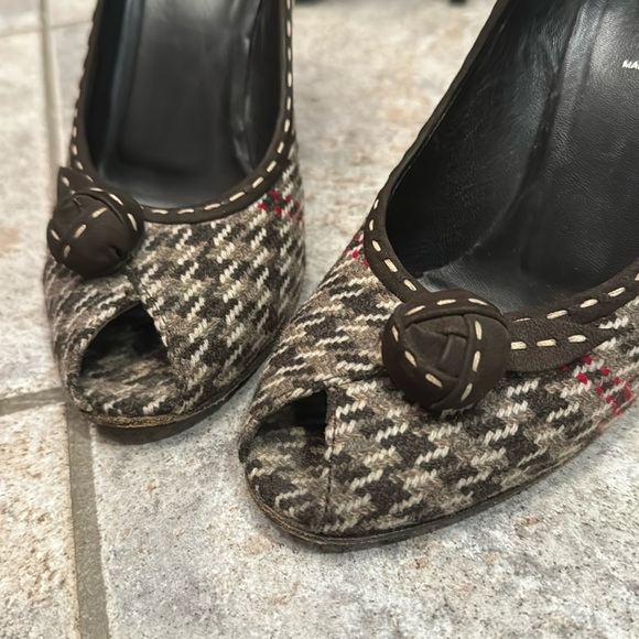 PRADA Houndstooth peep toe pumps - Picture 3 of 12